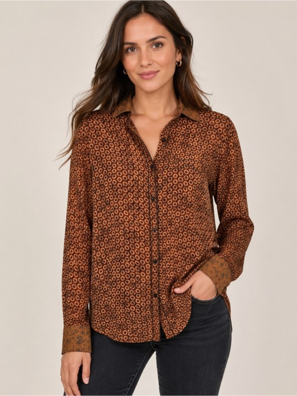 Forte Forte Mantero 100% Silk Printed Button Down Blouse Size S  Made in Italy
